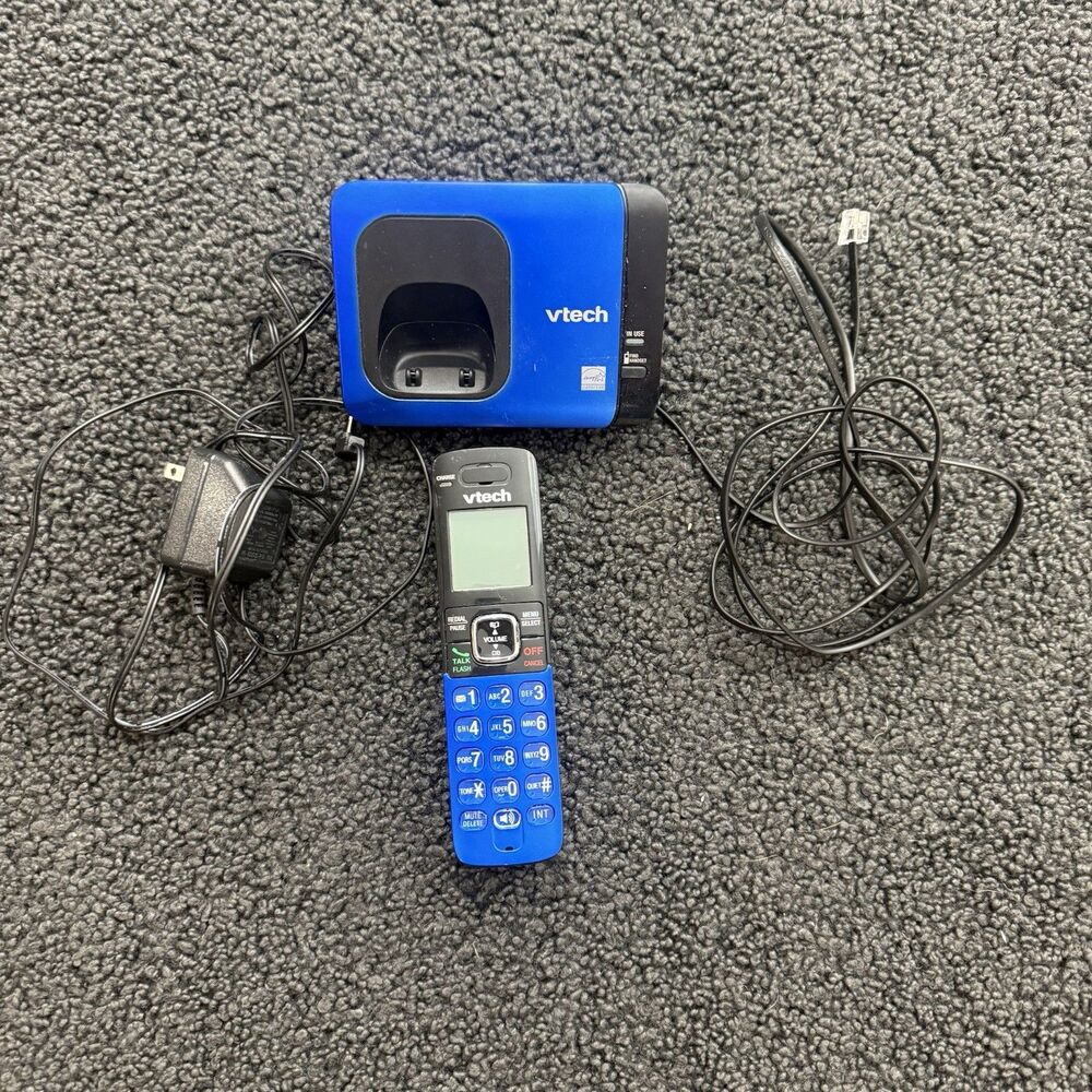 Vtech Cordless Phone OS Blue Good CS6519-15 Handset and Base System